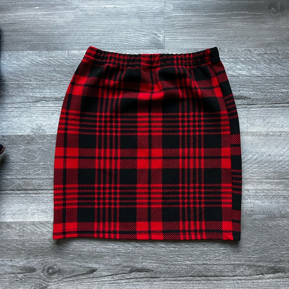 Red and Black Plaid Skirt